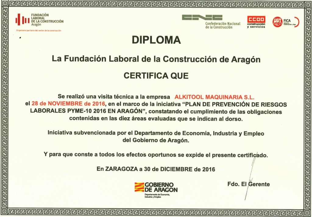 certificado de prevención de riesgos laborales gratis